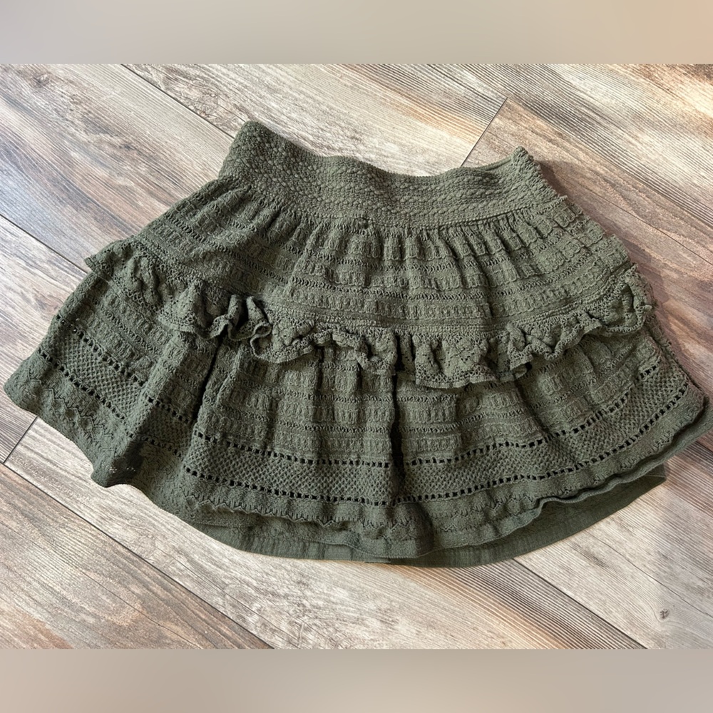 Aerie Olive Knit Skirt